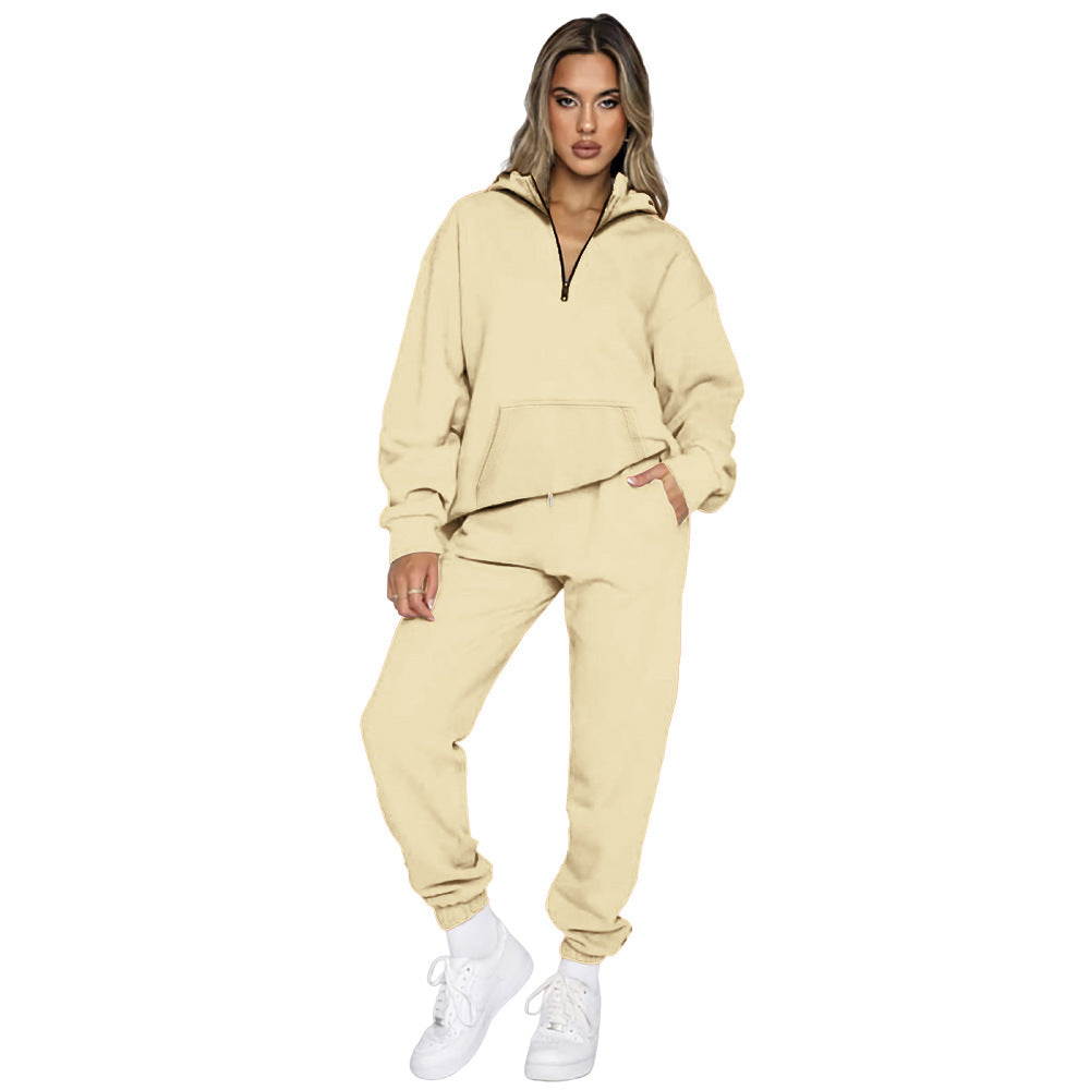 Damen bequemer Sweatanzug mit modernem Reißverschluss und praktischen Taschen Drune