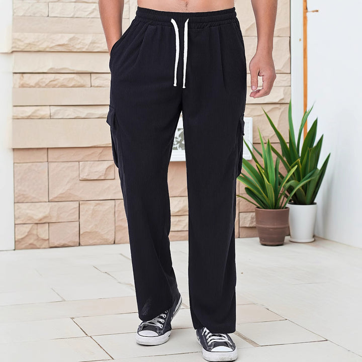 Herren Cord-Optik Cargo-Jogger mit Tunnelzug, elastischem Bund und aufgesetzten Klapptaschen Drune