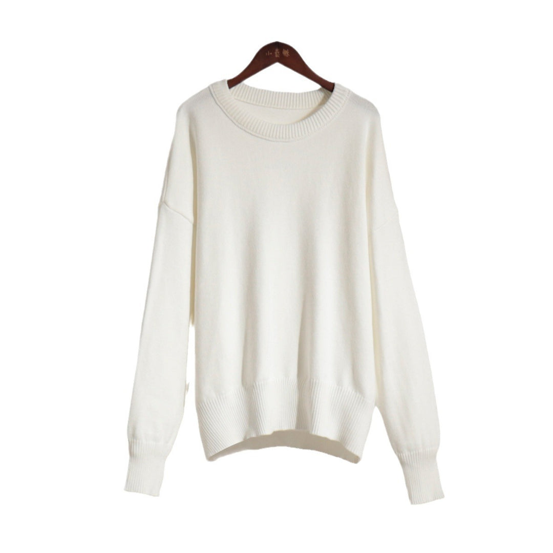 Damen Grobstrickpullover mit weitem Schnitt und lässigem V-Ausschnitt Drune