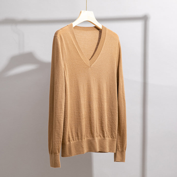 Herren Feiner V‑Ausschnitt-Pullover aus Merinomischung mit leichtem Strukturstrick Drune