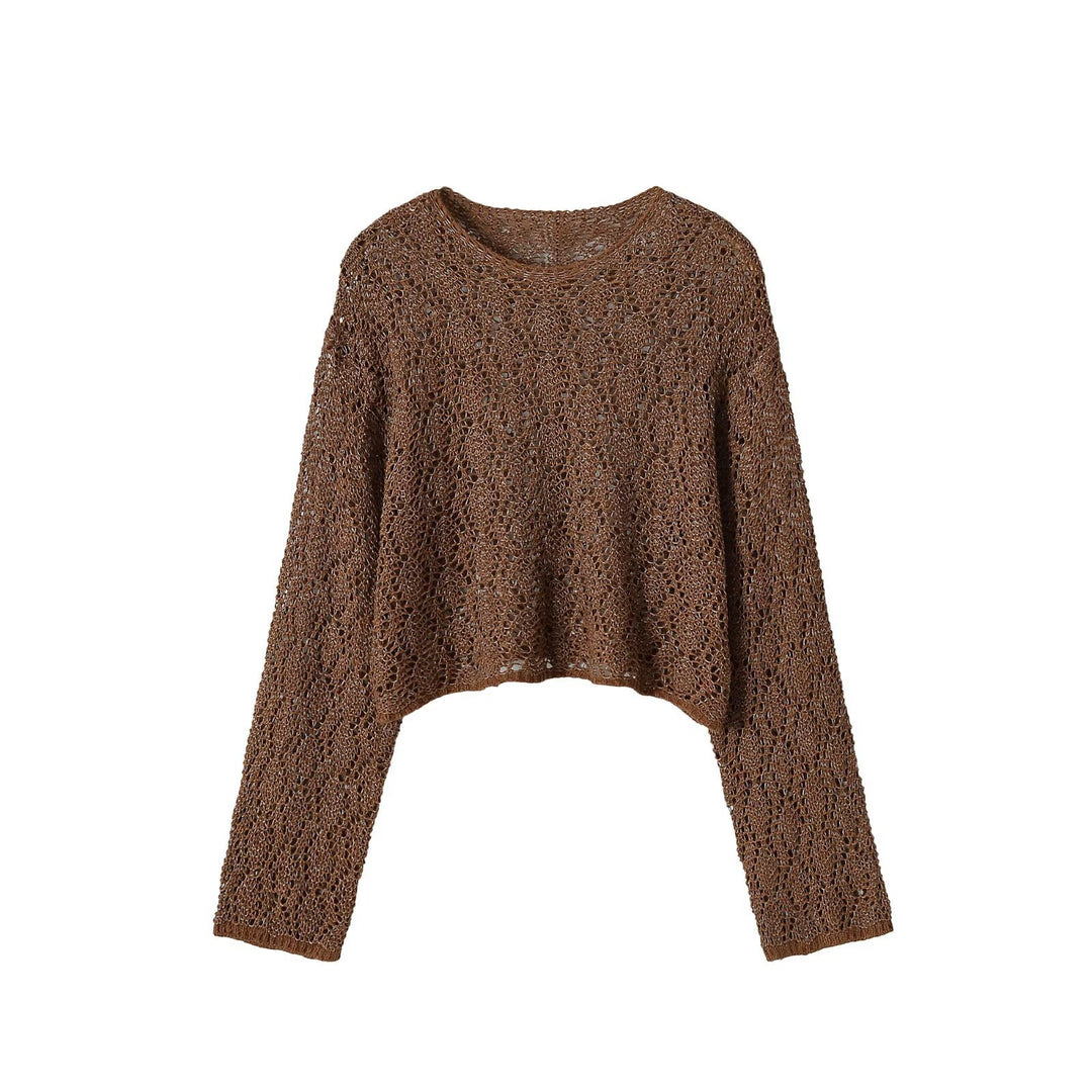 Damen Grobgestrickter Cropped-Pullover mit weitem Oversize-Schnitt Drune