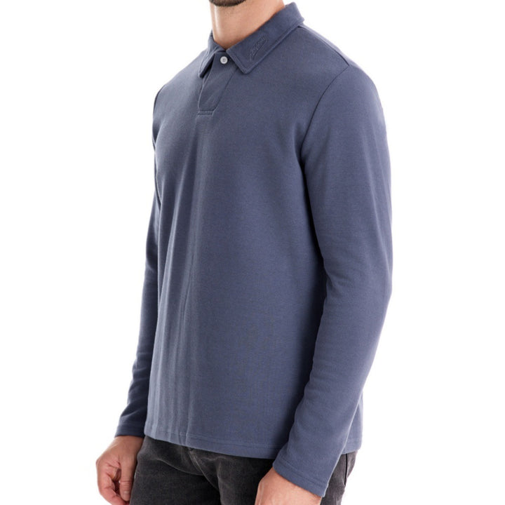 Herren Langarm Poloshirt mit intensivem Struktur-Design und klassischem Kragen Drune