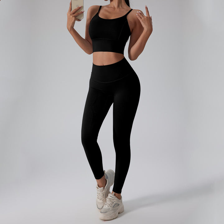 Damen Sportliches Set mit figurbetontem Top und Hochbund-Leggings Drune