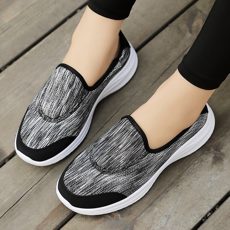 Damen nan eleganter Schlupfsneaker mit elastischen Zierbändern, atmungsaktiver Strickkonstruktion und gedämpfter Komfortlaufsohle Drune