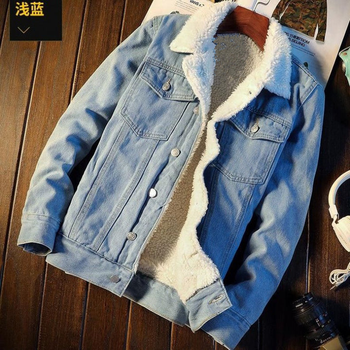 Herren Lässige Denimjacke mit Fleecefutter Drune