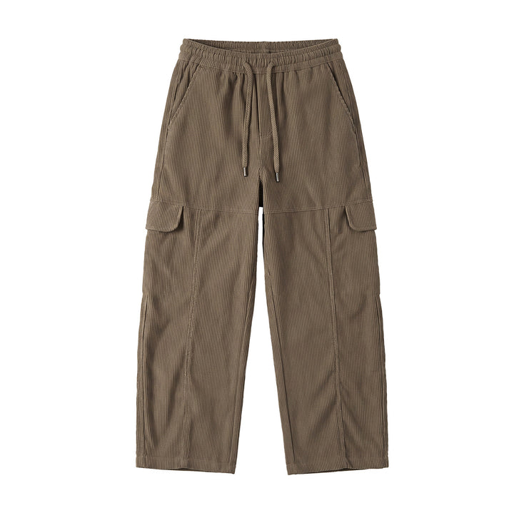 Damen Weite hochtaillierte Cargo‑Hose aus Feincord mit Tunnelzug Drune