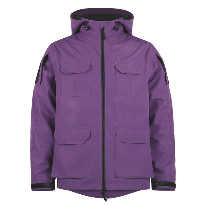 Men's  technical hooded utility field jacket with four flap cargo pockets and two-way zipper Drune