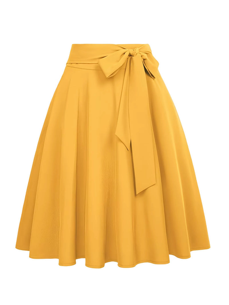 Damen schwingender Midirock mit Rückenschleife