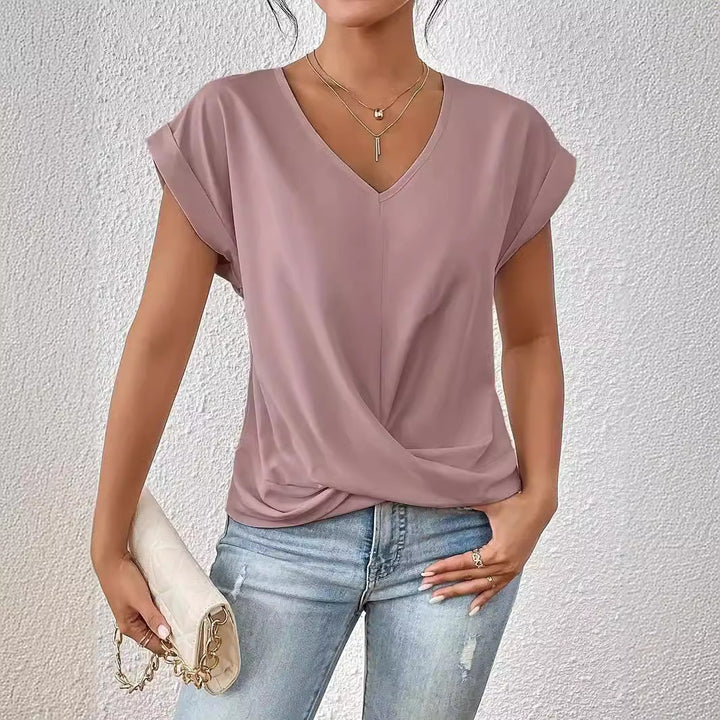 Drune | Einfarbiges T-Shirt mit V-Ausschnitt