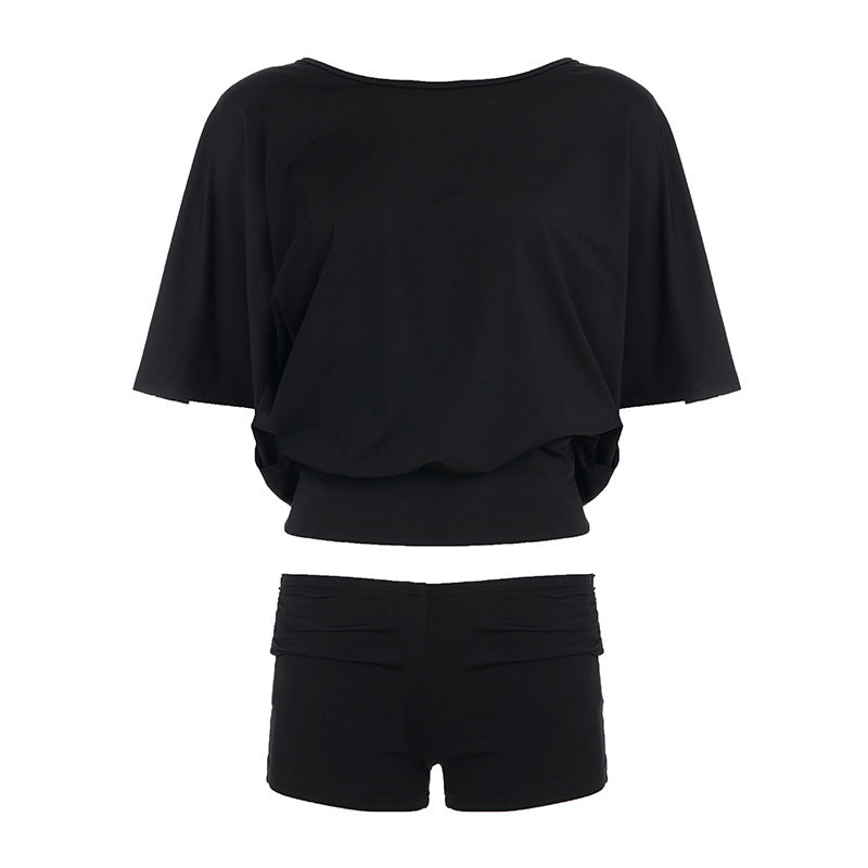 Damen Sportliches Zweiteiler-Set mit oversized Oberteil und kurzen Shorts Drune