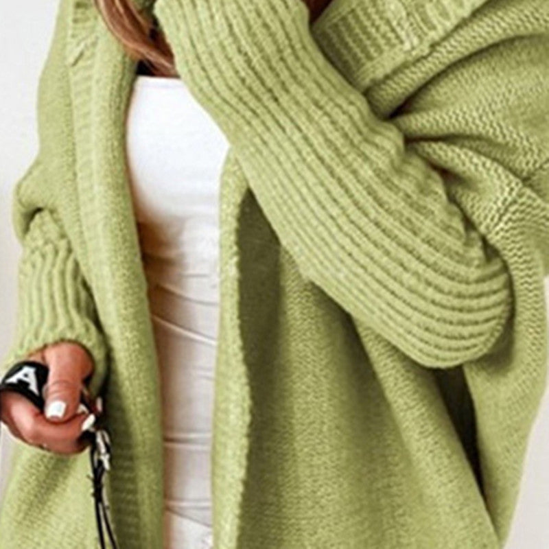 Damen Longline Kapuzen-Strickcardigan mit offener Front Drune