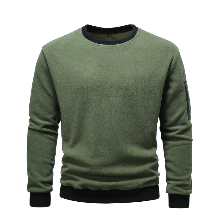 Herren nan Fleece-Sweatshirt mit Rundhalsausschnitt und Ärmeltasche mit Reißverschluss Drune