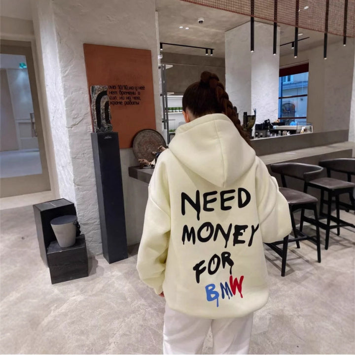 Damen Oversized Hoodie mit stylischem Schriftzug Drune