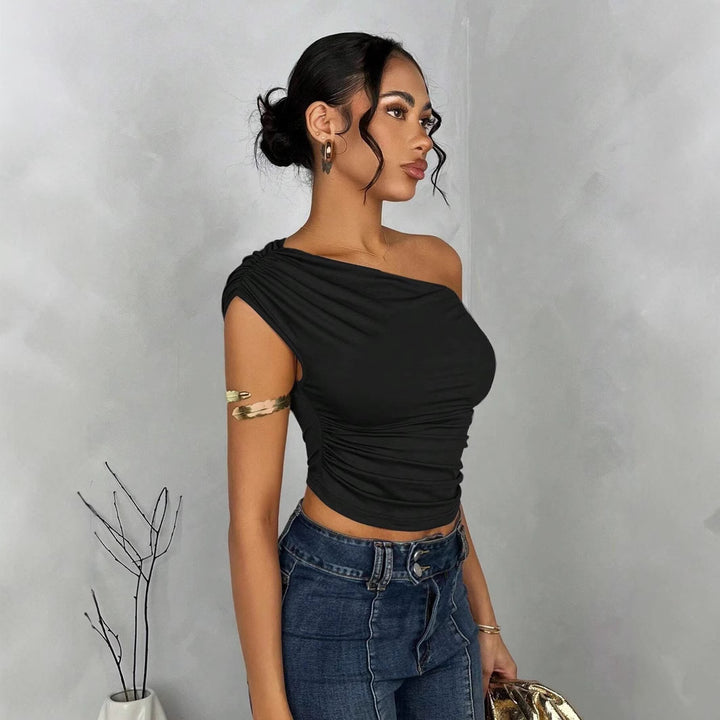 Damen Asymmetrisches Crop-Top mit elegantem Wellendesign und raffiniertem Schnitt Drune