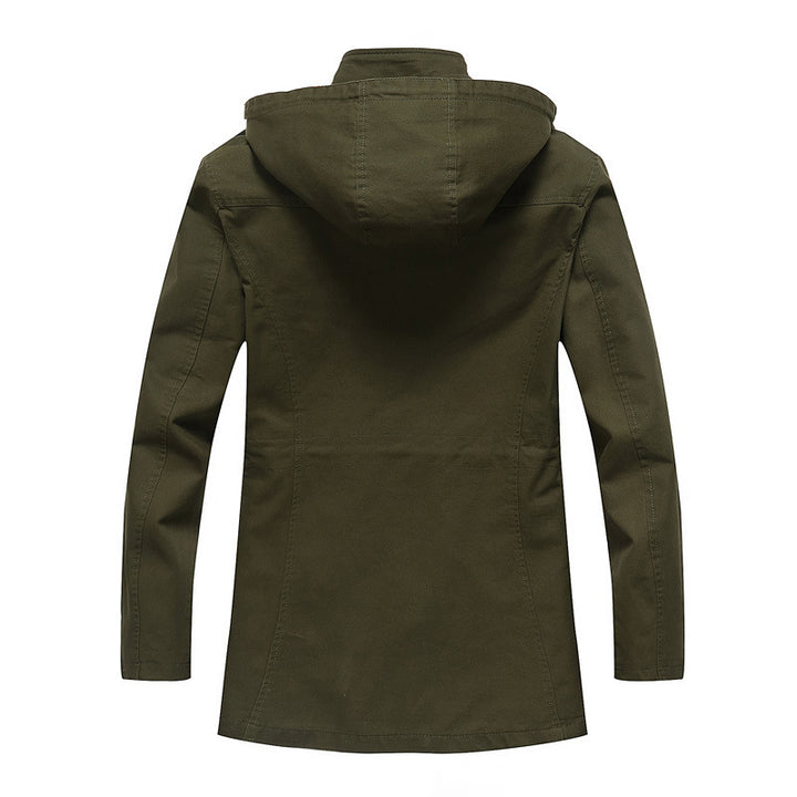 Herren Kapuzen-Canvasparka mit karierter Innenfütterung und Multifunktions‑Taschen Drune