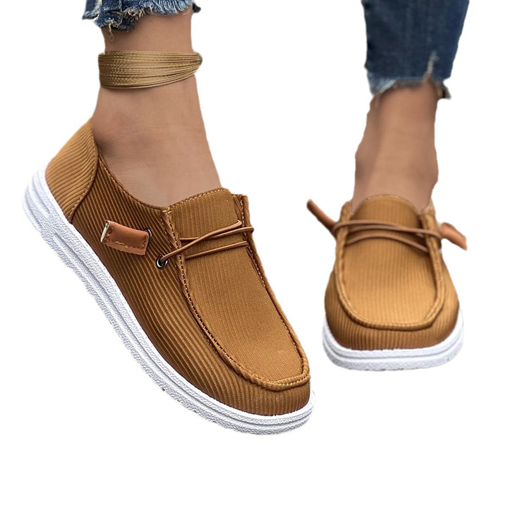 Damen Cordstoff Slipper-Sneaker mit leichter Gummisohle und elastischem Schnürzug Drune