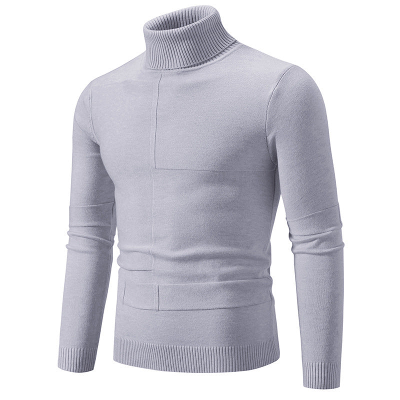 Herren nan feiner Rollkragenpullover mit Strukturnähten, slim-fit und geripptem Bündchen Drune