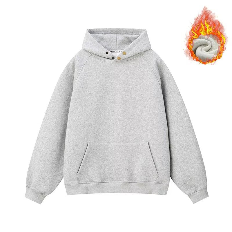 Unisex Gefütterter Oversized Kapuzenpullover mit Kängurutasche Drune
