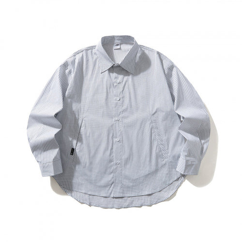 Unisex Leichtes kariertes Overshirt mit Hemdkragen, seitlichen Eingrifftaschen und abgerundetem Saum Drune