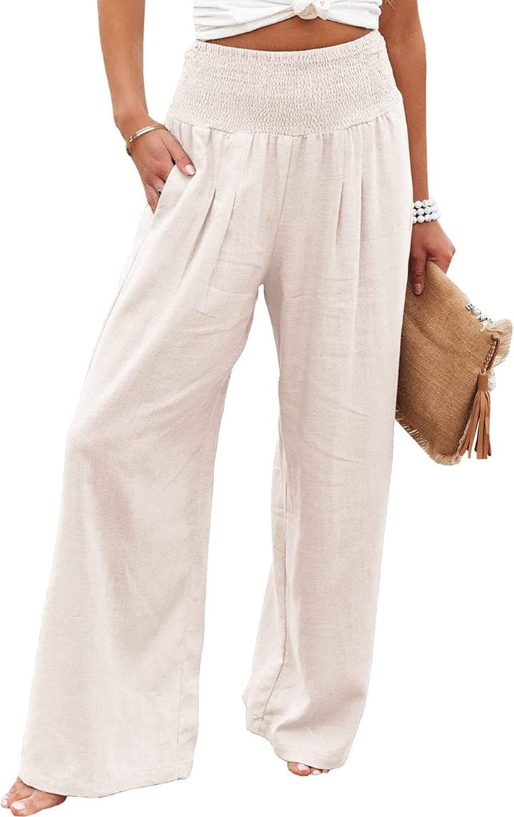 Damen Luftige Leinenhose mit elastischem Bund und Weitschnitt Drune