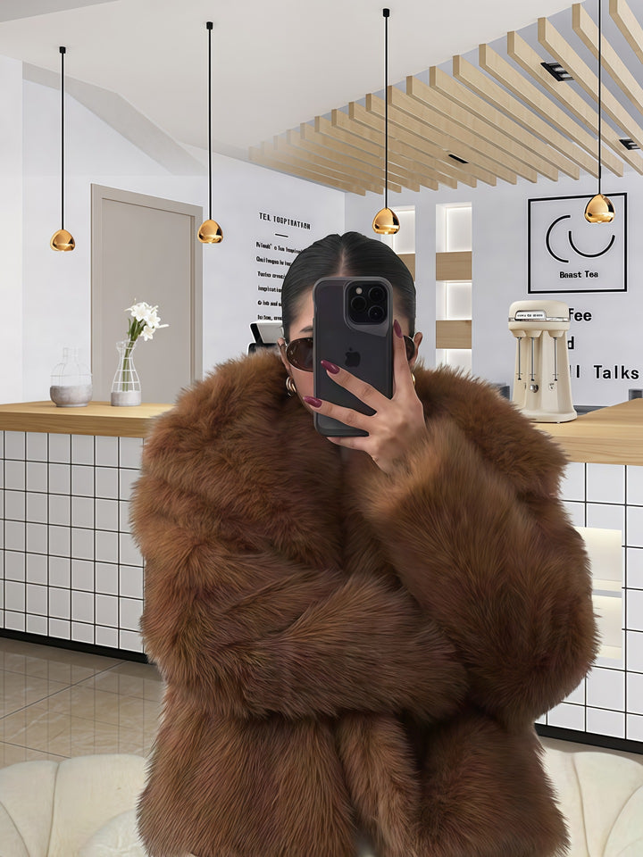 Damen Kuschelige Kunstpelzjacke Drune