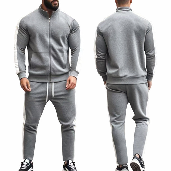 Herren sportlicher Trainingsanzug mit stylischem Reißverschluss und Kontraststreifen Drune