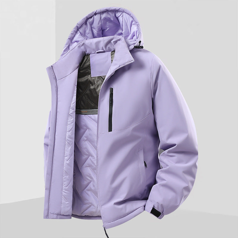 Herren Leichte isolierte Hybrid-Outdoorjacke mit Thermofutter, Kapuze und wasserdichten Reißverschlüssen Drune