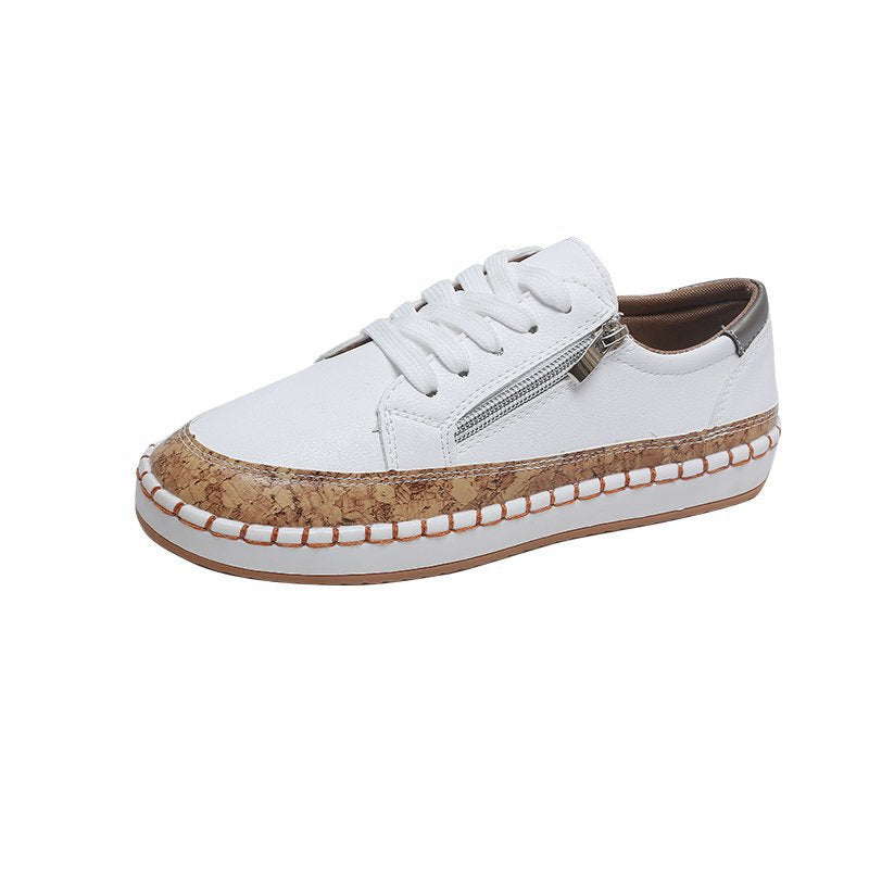 Damen florale Plateausneaker mit Korkplateau, seitlichem Reißverschluss und gepolstertem Komfortfußbett Drune