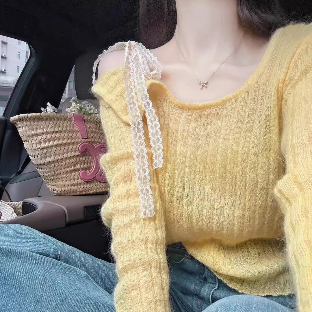 Damen modischer Strickpullover mit lässigem Schnitt und feinem Rippdesign Drune