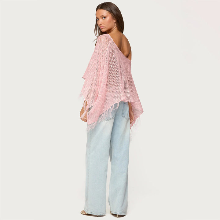 Damen stylischer Poncho mit Fransen Drune