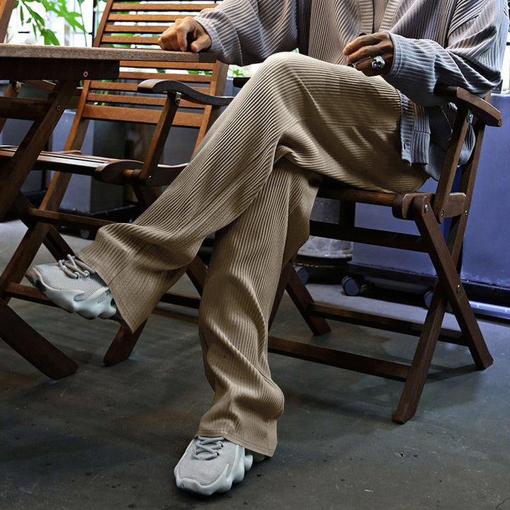 Herren lässige Freizeithose mit elastischem Bund und gepunktetem Textilmuster Drune