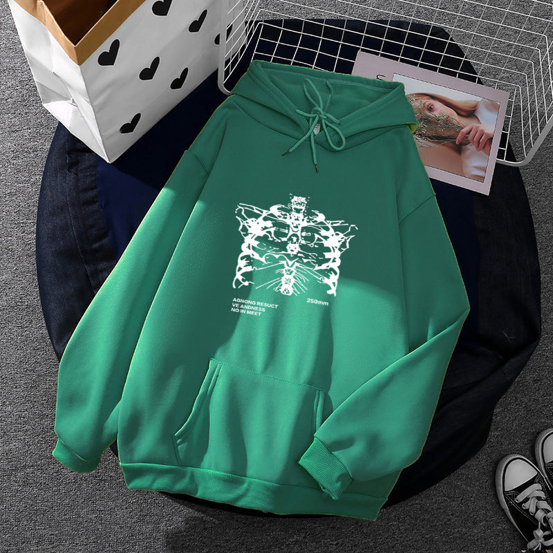 Unisex nan oversized Kapuzenpullover mit anatomischem Grafikprint, Kängurutasche und verstellbarer Kordel Drune