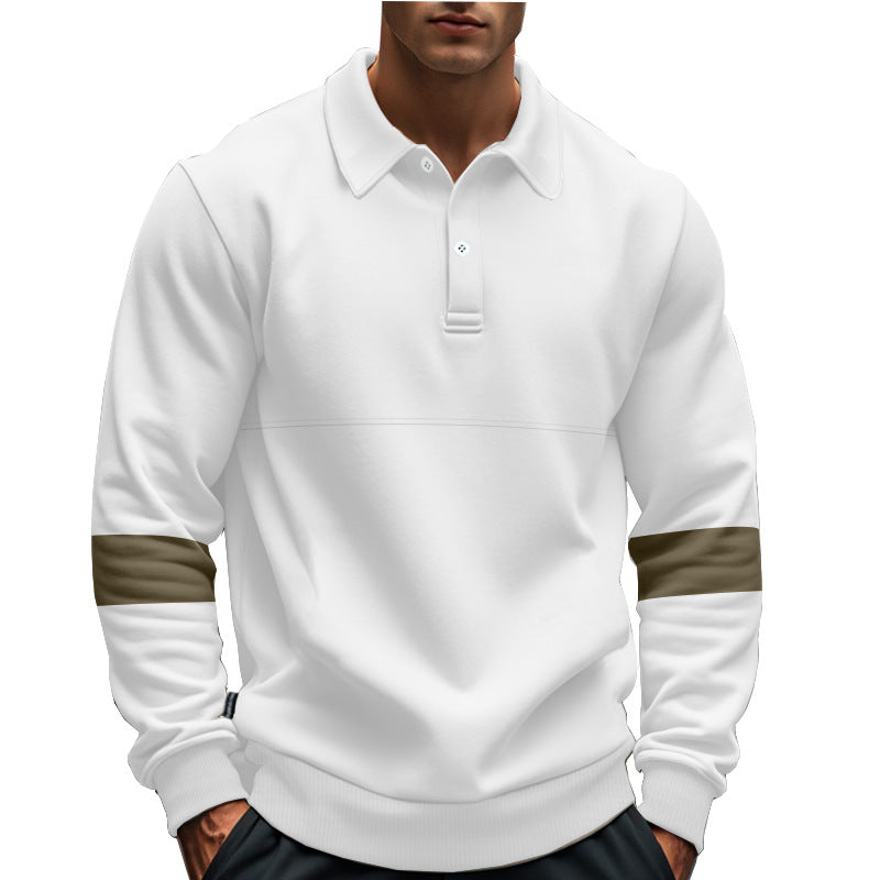 Herren modischer Langarmpullover mit poloartigen Details und kontrastierenden Ärmelbündchen Drune