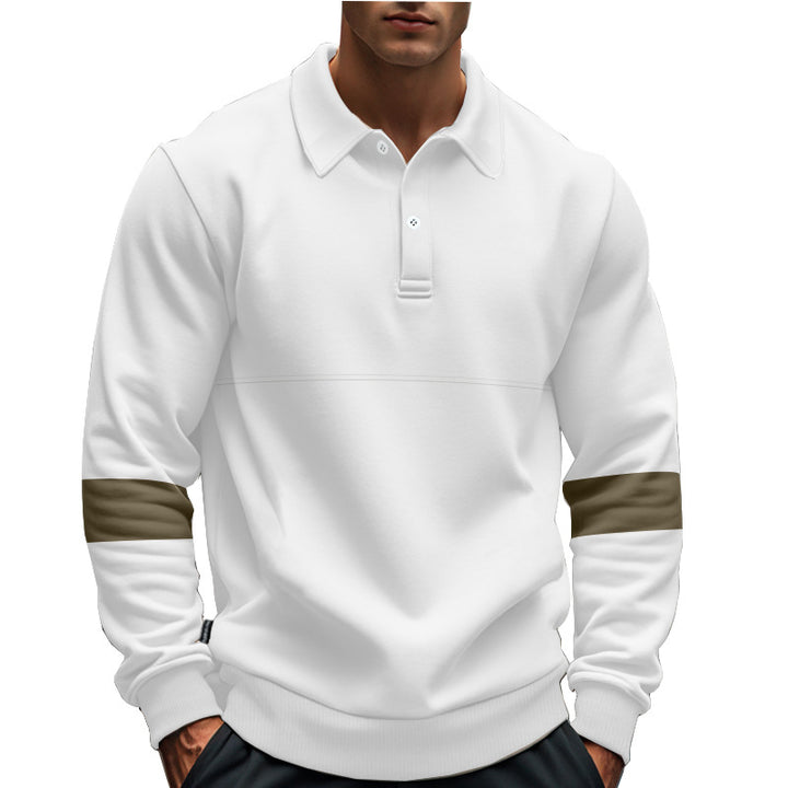 Herren modischer Langarmpullover mit poloartigen Details und kontrastierenden Ärmelbündchen Drune