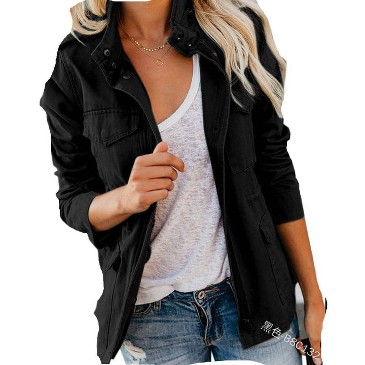 Damen Utility-Fieldjacke mit Stehkragen, aufgesetzten Taschen und Taillenzug Drune