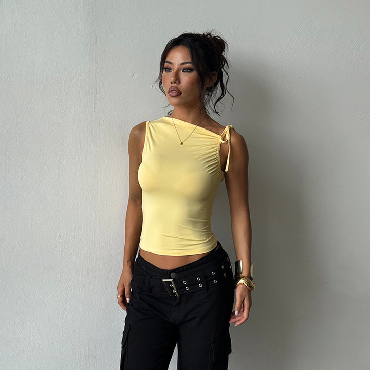 Damen Figurbetontes Top mit feinen Rüschendetails Drune