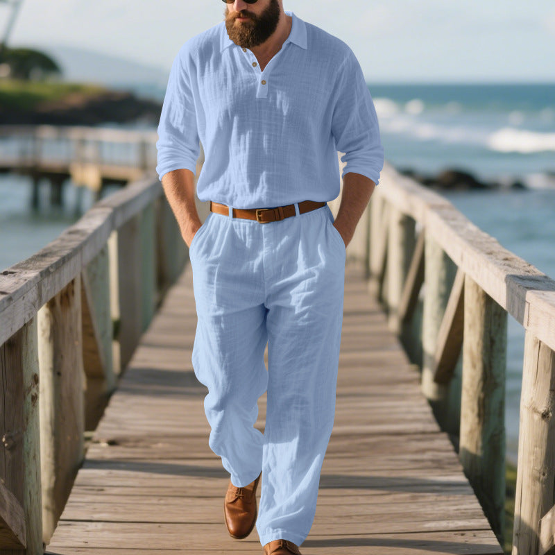 Herren modischer Zweiteiler mit Poloshirt und bequemen Bund Drune