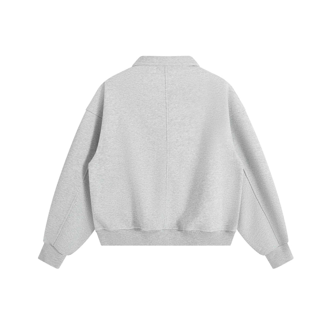 Unisex Poloshirt-Sweatshirt mit Kentkragen, Druckknopf‑Halbleiste und Kängurutasche Drune