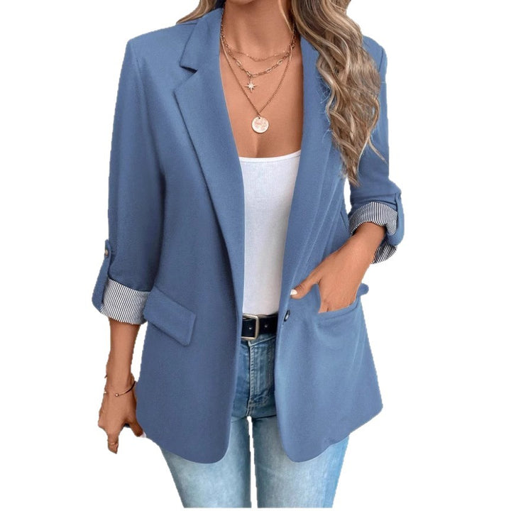 Damen Elegante Blazerjacke mit modischen Streifenärmeln Drune