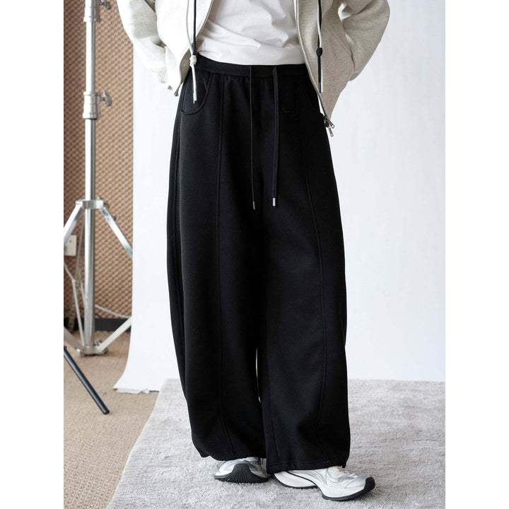 Damen Weite Sweatpants mit hoher Taille und mittiger Bügelfalte Drune