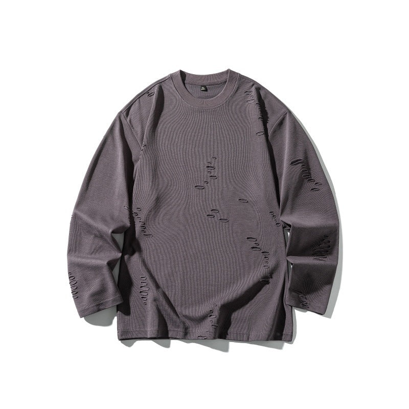 Unisex Oversize-Sweatshirt aus schwerer Baumwollmischung mit Distressed‑Effekt und feiner Waffelstruktur Drune