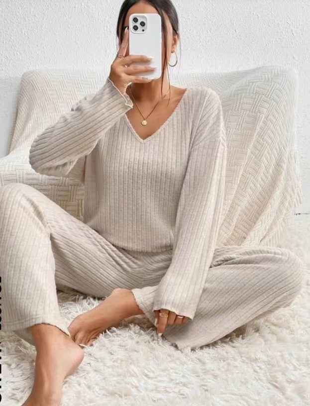Damen Lässiges Strickoberteil und Hosen Set Drune
