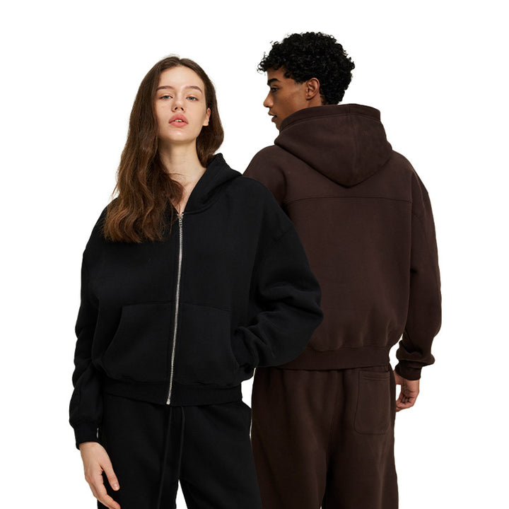 Damen Zweiteiliges Lounge-Set mit Cropped Kapuzen-Zipjacke und weiter hochgeschnittener Sweathose Drune