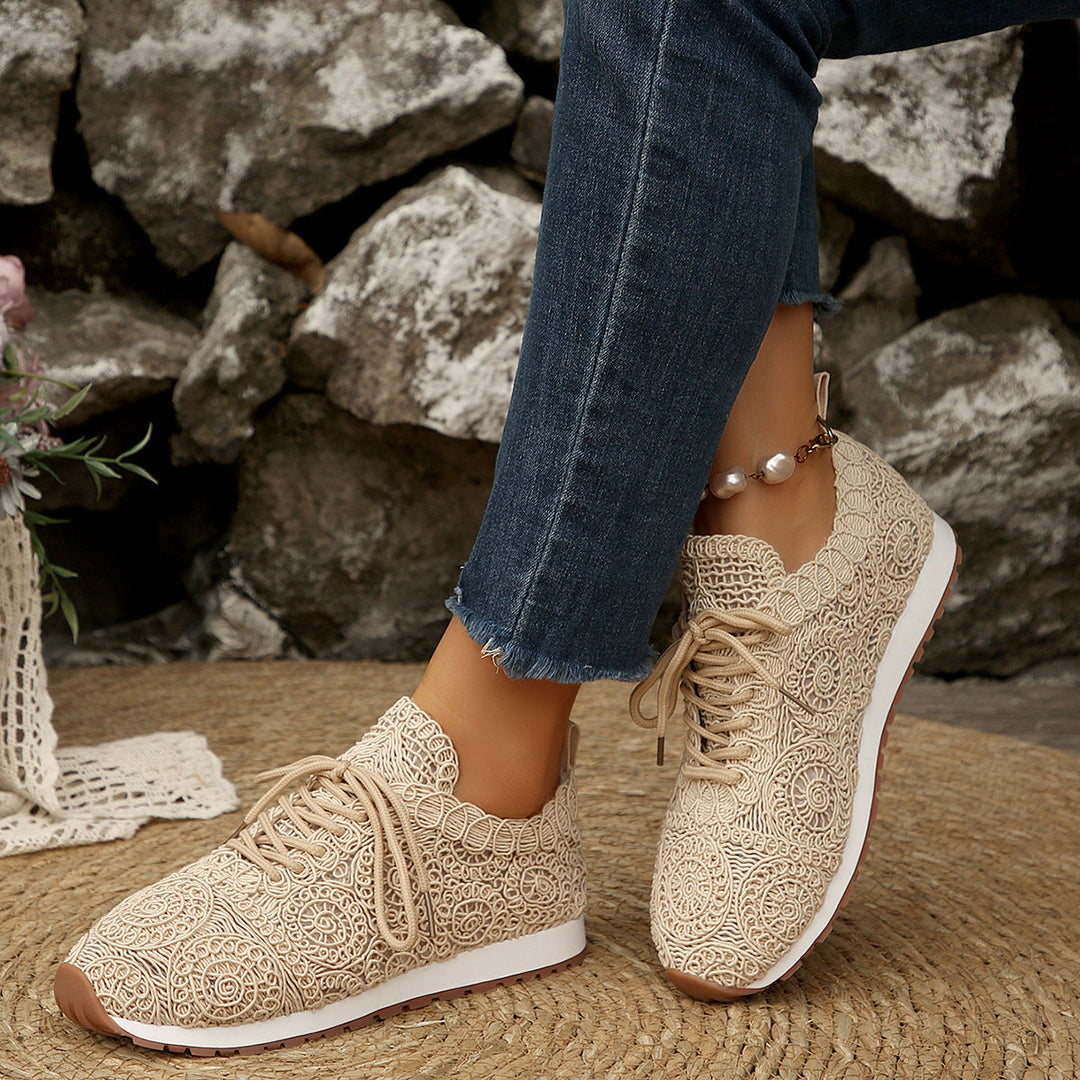Damen Sneakers mit filigranem Häkeldesign und bequemem Fußbett Drune