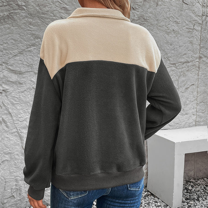 Damen Fleece Pullover mit Knopfverschluss und Taschen Drune
