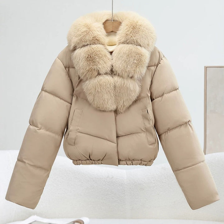 Damen Kurz‑Pufferjacke im Boxy‑Cut mit voluminösem Fellkragen und elastischem Saum Drune