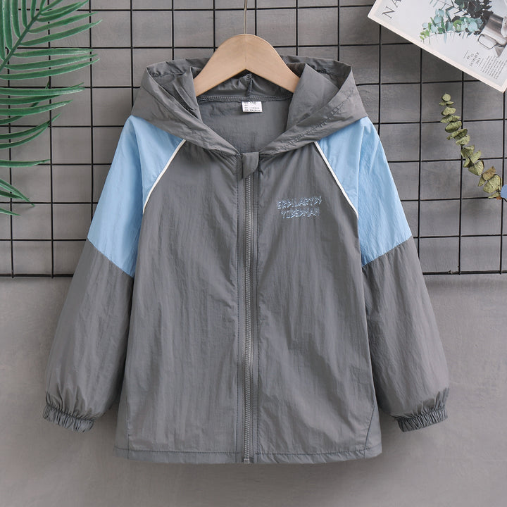 Unisex nan leichte Kapuzen-Windjacke mit Kontrastärmeln und elastischen Bündchen Drune