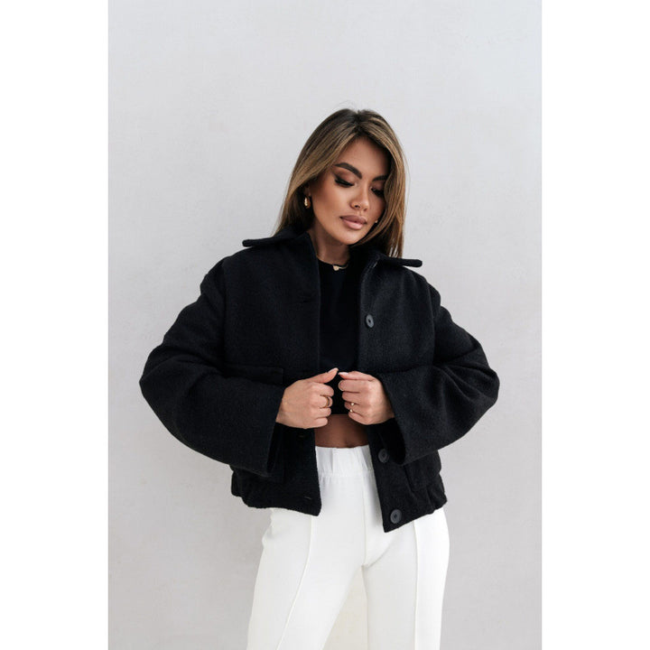 Damen Oversized Wolljacke mit modernen Knopfdetails und praktischen Taschen Drune