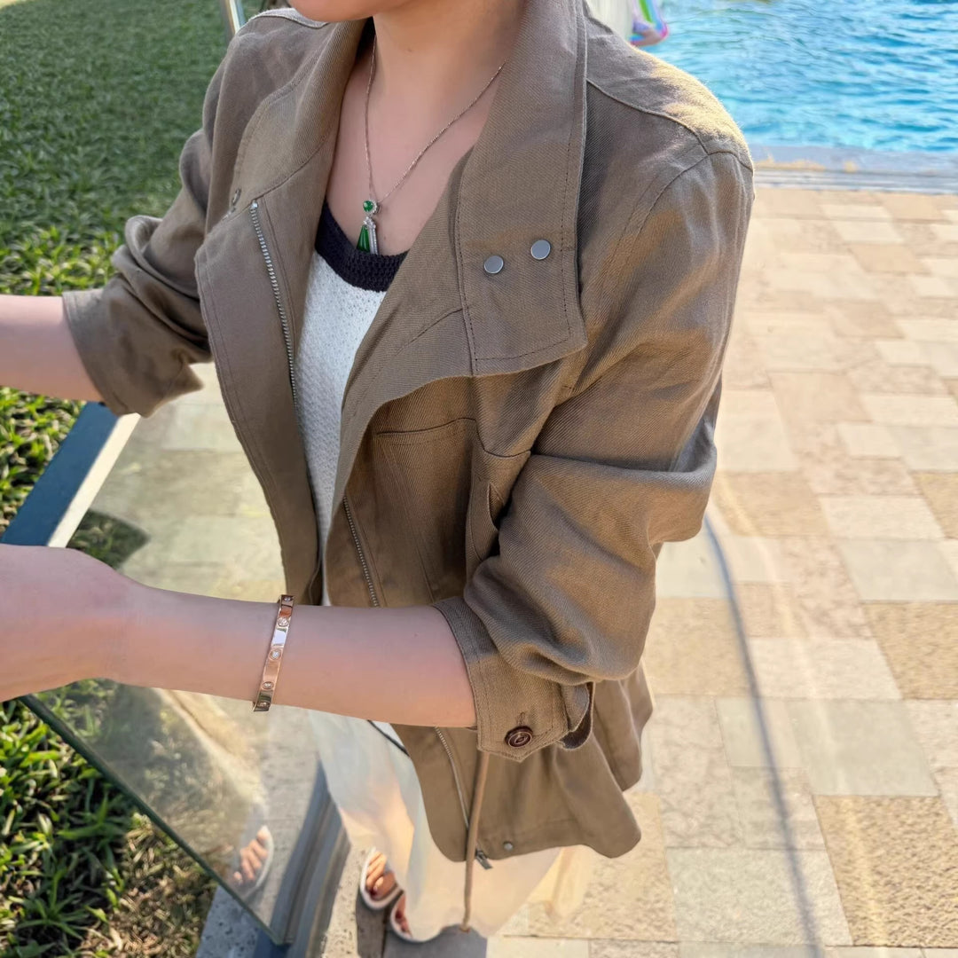 Damen elegante Übergangsjacke mit hohem Kragen Drune 1789268837