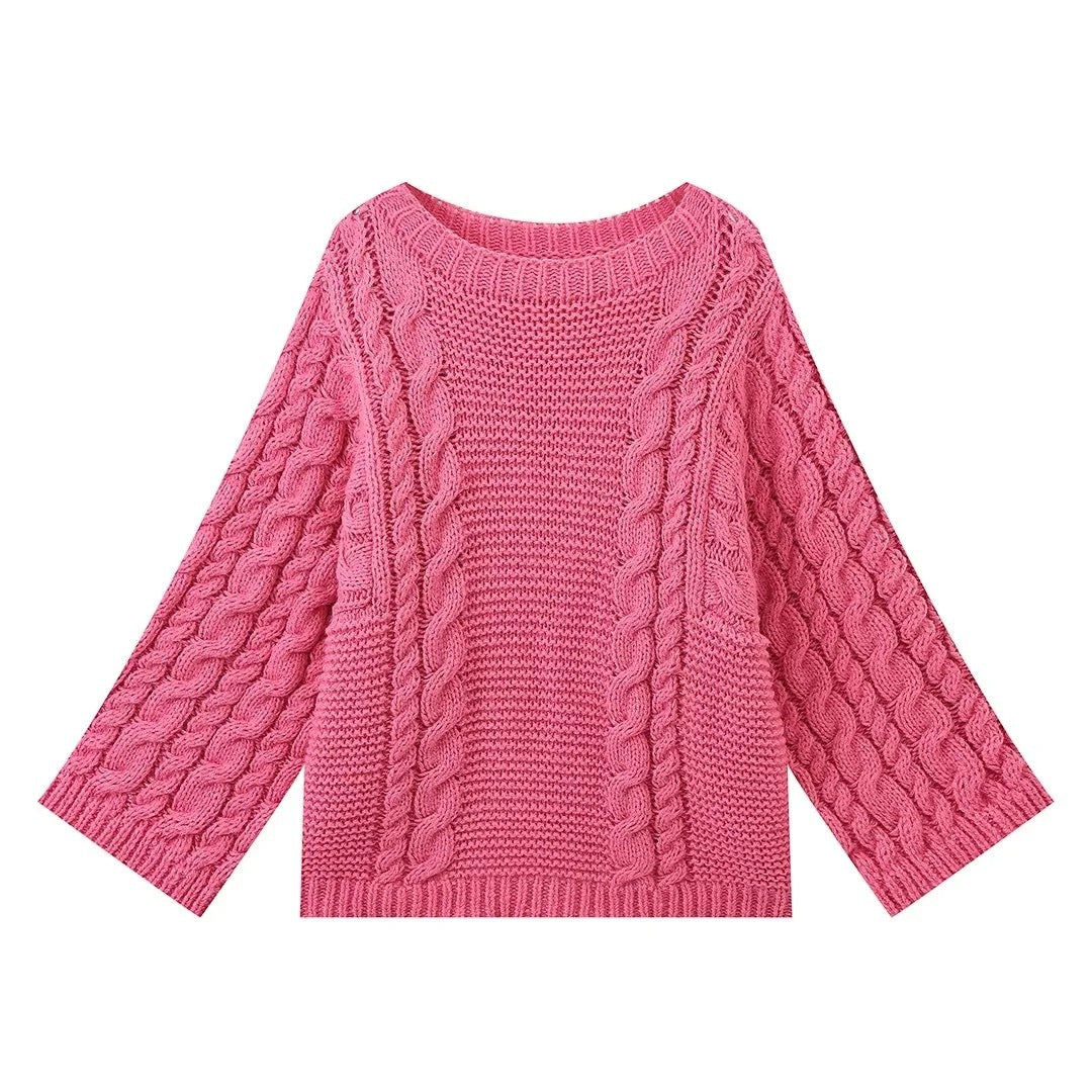 Damen Strickpullover mit lockerer Schnittführung und geflochtenem Design Drune